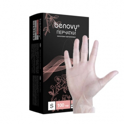 Перчатки виниловые Benovy, S